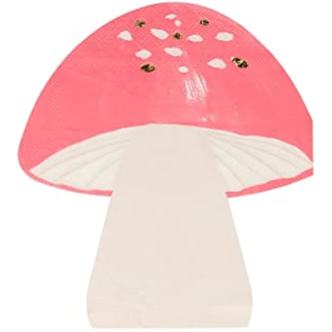 FAIRY TOADSTOOL PAPER NAPKINS 16-PACKS, WHITE/PINK - Image 1